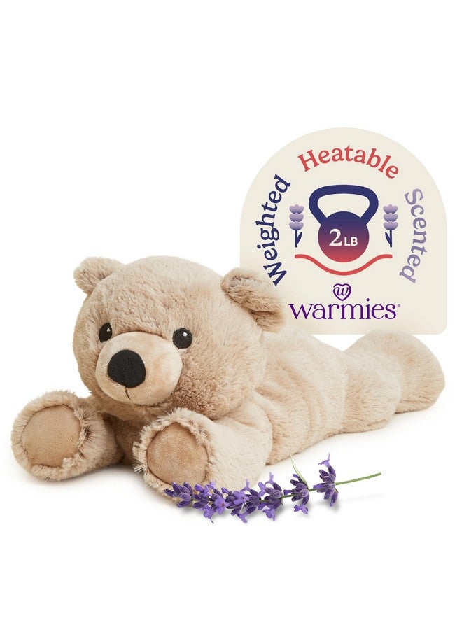 Warmies دب بني دافئ قابل للتسخين في الميكروويف، ساخن أو بارد للاسترخاء المريح والتخفيف الدافئ، حيوان محشو برائحة اللافندر - Image 1
