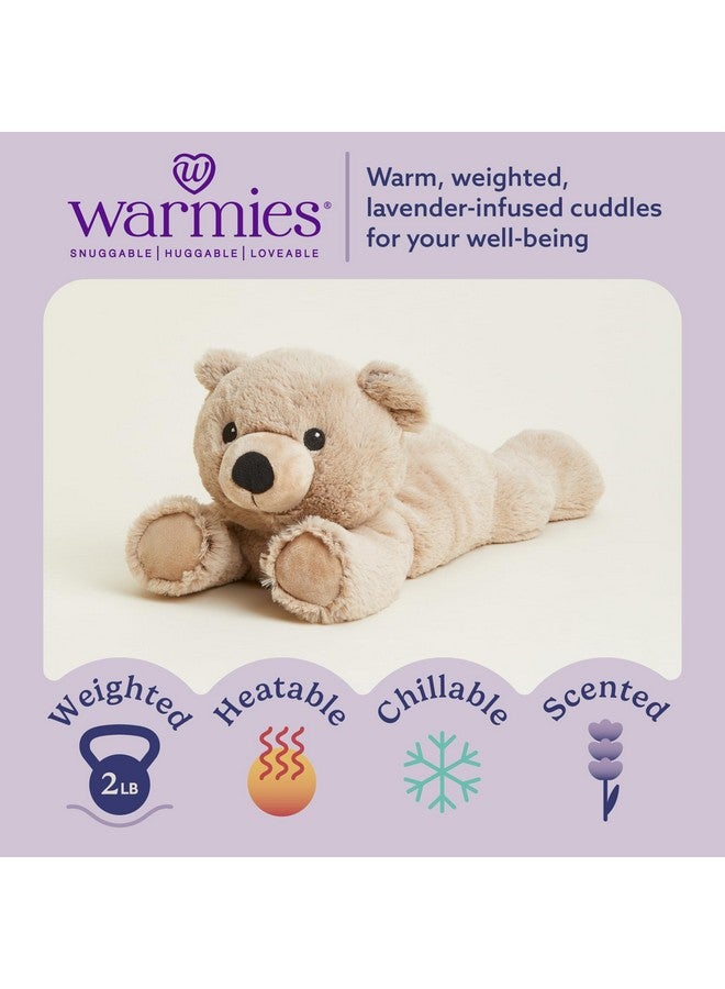 Warmies دب بني دافئ قابل للتسخين في الميكروويف، ساخن أو بارد للاسترخاء المريح والتخفيف الدافئ، حيوان محشو برائحة اللافندر - Image 2