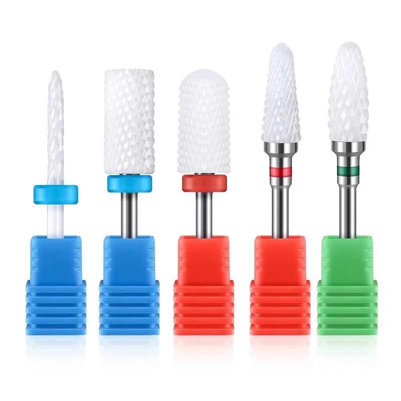 KRENI 5Pcs Ceramic Nail Drill Bits Universal 235mm332 Shank Nail Drill Bits for Nail Drill Machine Multifunctional Nail Drill Bits for Gel Nail Removal Shaping Removing Cuticle - Image 1
