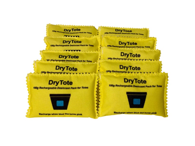 DryTote 100g Rechargeable Desiccant Pack of 10  Moisture Absorbing Bag  Desiccant Dehumidifier for Storage Bins and Totes