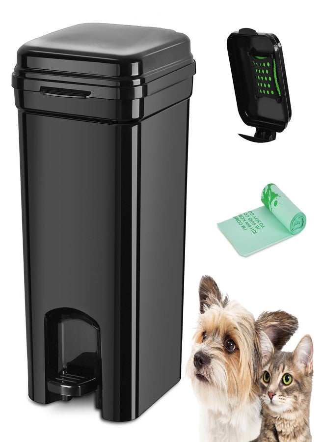 Umtiti Dog Poop Trash Can & Portable Cat Litter Disposal, All-Black ABS Material, 5-Liter Trash Can with 20PCS Waste Bags.ABS-BK,US - Image 1