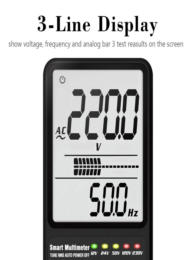 BSIDE 9999 Counts Smart Multimeter True RMS Digital Multimeter Measuring AC/DC Voltage Resistance Frequency with LCD Display DC/AC Voltage Meter Resistance Capacitance Diode Tester Measure Continuity V ~ Alert and Live Wire Check - Image 3