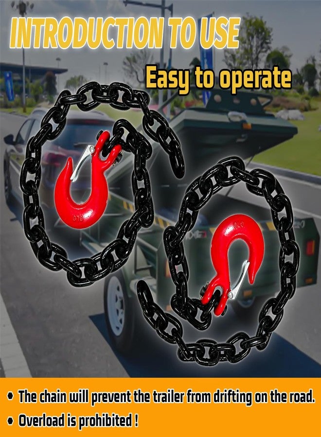 SENKEYFE 5/16" Trailer Safety Chain-G80 Tow Chain with G70 Clevis Safety Hooks|35" Transport Chain Holder with Heavy Duty|4900 lbs Safety Working Load|Truck Towing Binding for Gooseneck(2 Pack-EP Black) - Image 5