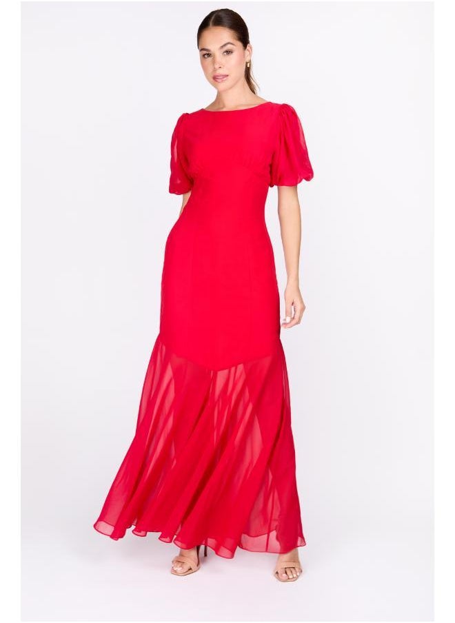 Little Mistress Chiffon Puff Sleeve Dress  - Image 1