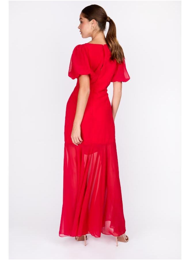 Little Mistress Chiffon Puff Sleeve Dress  - Image 2