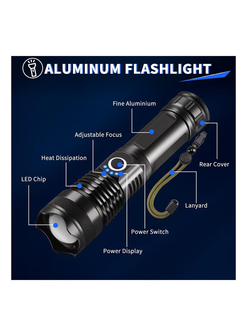 Gasin White Laser Flashlight with Metal Shell, Adjustable Focus, Long-lasting Rechargeable Lithium Battery, Waterproof - Image 5