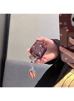 Ins Autumn And Winter Simple Coffee Bean AirPods Pro2 Suitable For ApplePro Bluetooth Headset Protective Cover 2 Generation Soft-Color:Brown Red Coffee Beans + With Pendant-Model:AirPods Pro