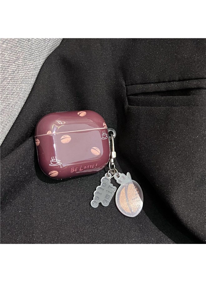 Generic - Ins Autumn And Winter Simple Coffee Bean AirPods Pro2 Suitable For ApplePro Bluetooth Headset Protective Cover 2 Generation Soft-Color:Brown Red Coffee Beans + With Pendant-Model:AirPods Pro - Image 1