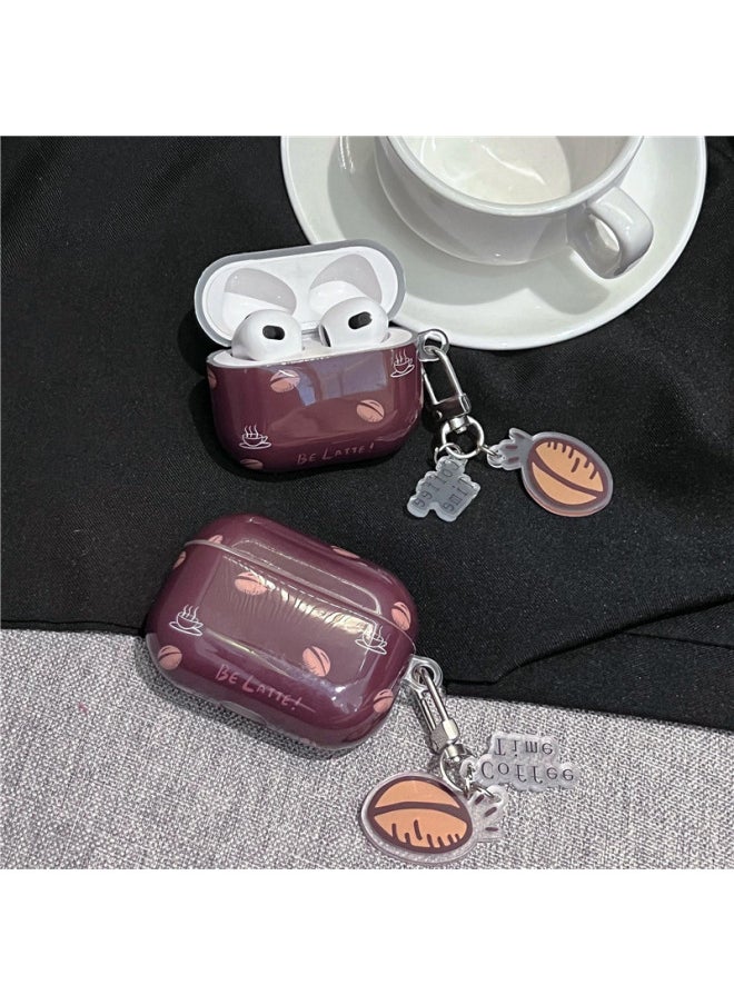 Generic - Ins Autumn And Winter Simple Coffee Bean AirPods Pro2 Suitable For ApplePro Bluetooth Headset Protective Cover 2 Generation Soft-Color:Brown Red Coffee Beans + With Pendant-Model:AirPods Pro - Image 1