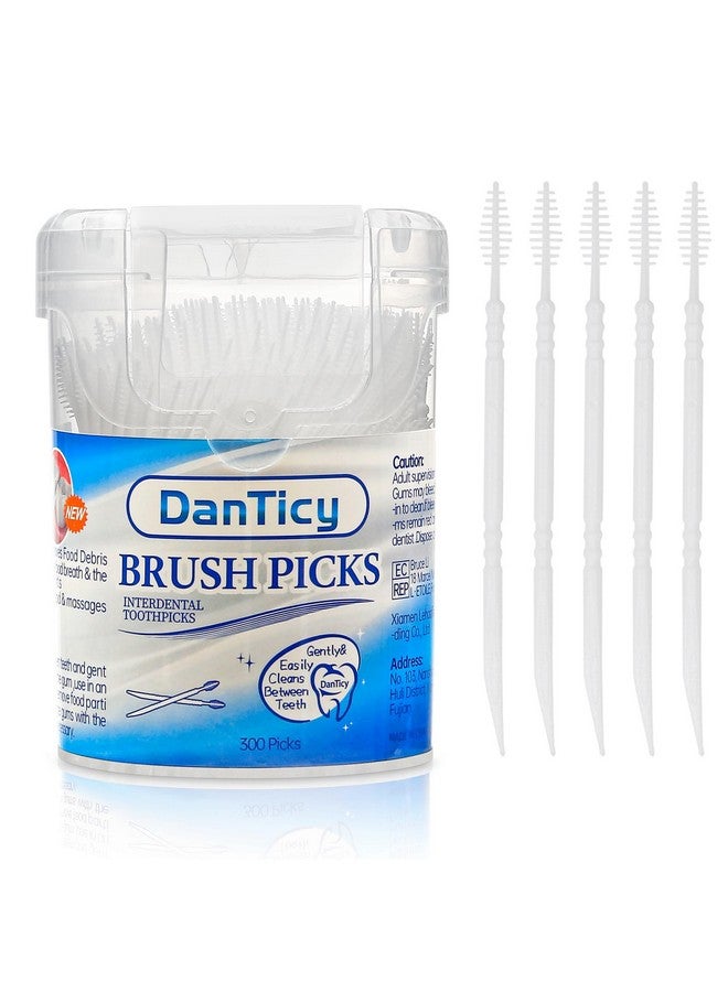 DanTicy Brushpicks Interdental Toothpicks,Soft Bristle Dental Floss Picks Toothpicks,Helps Removes Plaque and Debris Between Your Teeth 300PCS (Pack of 1) - Image 1