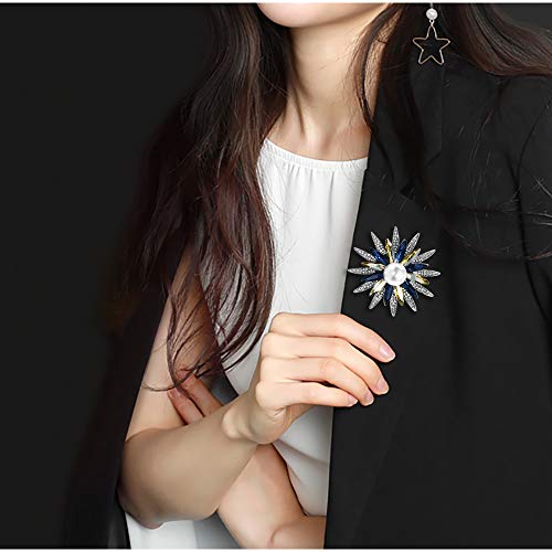 Mamfous Austrain Crystal Flower Brooch for Women with Simulated Pearl Bouquet Pins Jewelry Accessories (silver) - Image 4