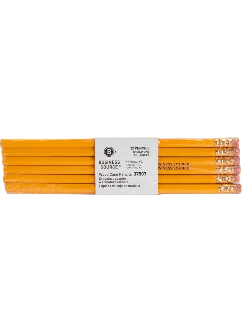 Business Source Business Source Unsharpened Woodcase No. 2 Pencils - Pack of 12 (37507), Yellow 