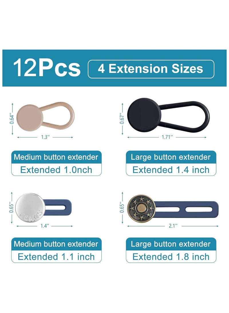 12 Pcs Pant Button Extenders for Jeans, Waist Extenders for Pants for Men, Jean Button Extenders for Momen, No Sew Waist Extensions for 1-1.8 Inches - Image 2