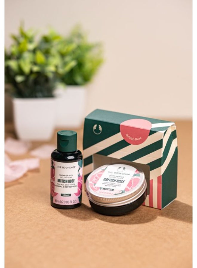 THE BODY SHOP British Rose Gift Set: 50ml Body Butter + 60ml Shower Gel - Image 1
