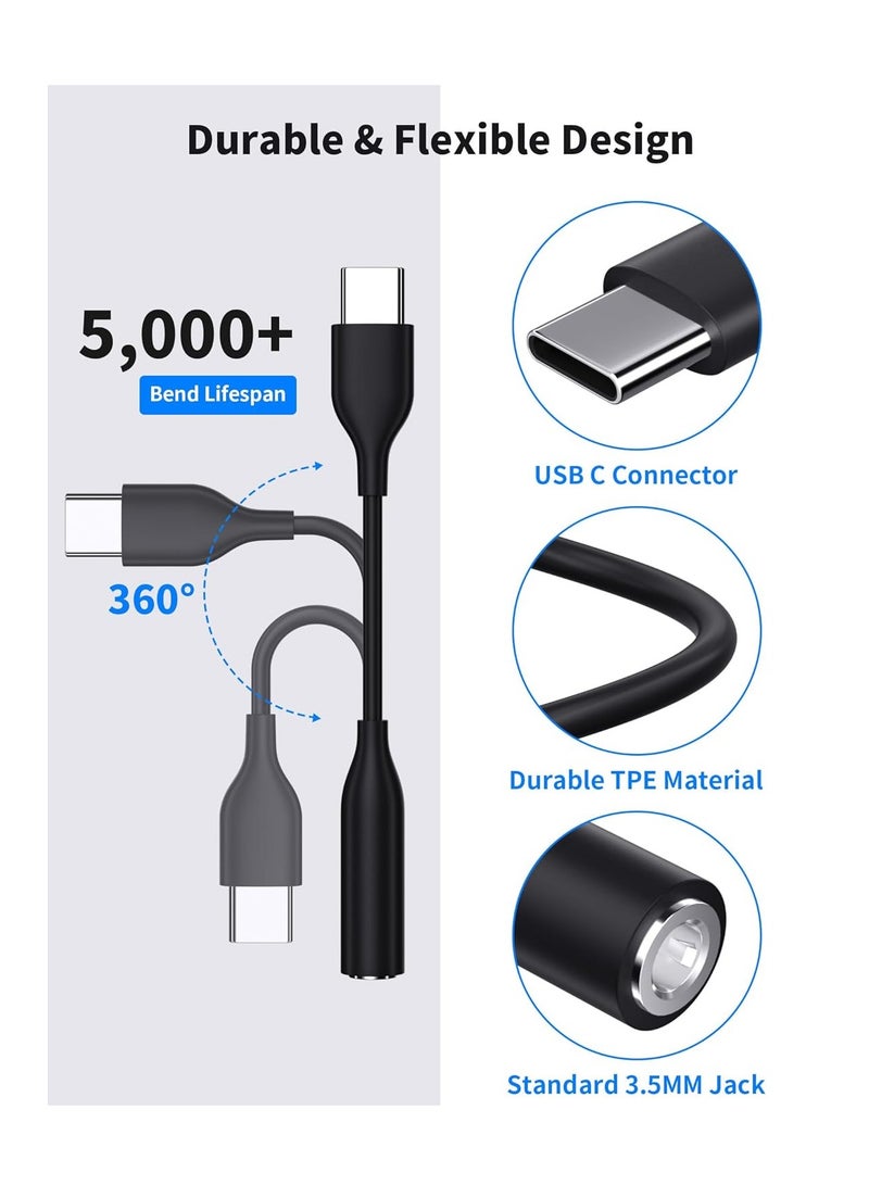3pcs USB C to 3.5mm Headphone Jack Adapter, USB Type C 3.5mm Jack Connector for Samsung Galaxy A54 A53 A33 S23 S22 Ultra S21 FE Note 20 OnePlus 11 10 9 Pro Google Pixel 7 7a 6 Pro, - Image 2