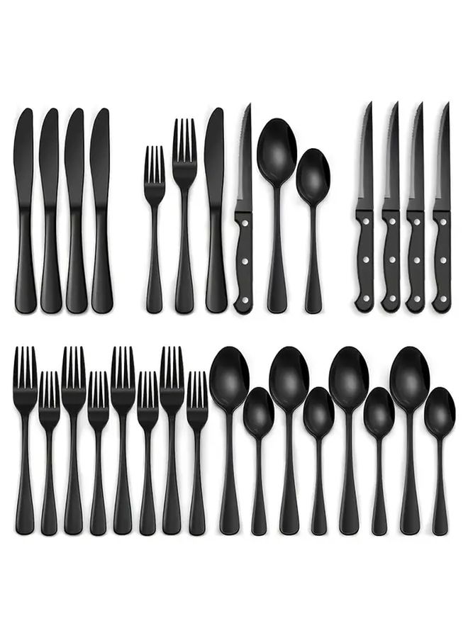 Classic Rose Gold 24 Piece Stainless Steel Flatware Set Dishwasher Safe - Image 1