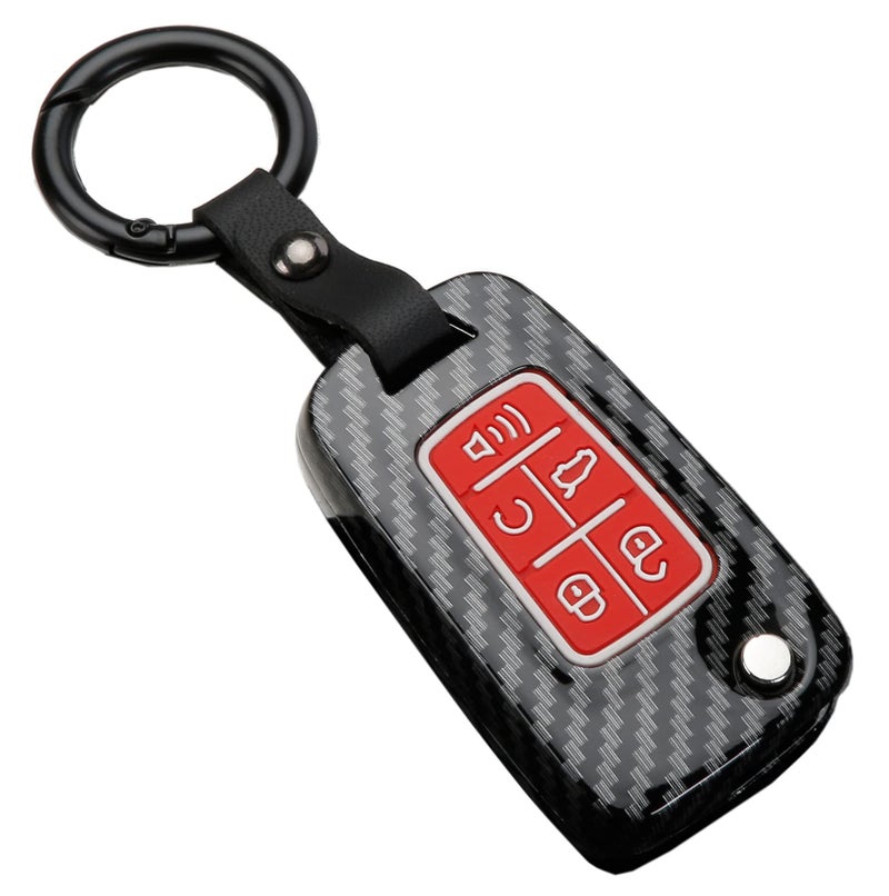 Key Fob Cover Fit for Chevy Camaro Cruze Limited Equinox Impala Limited Malibu Limited Sonic with Carbon Fiber Pattern Red