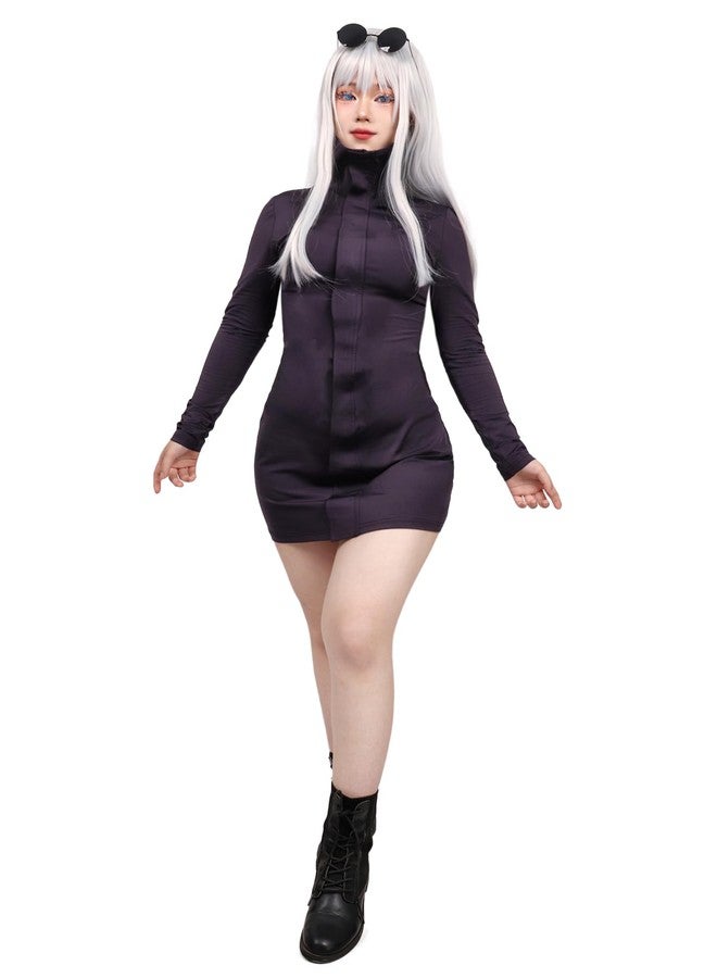 DAZCOS Anime 2 Piece Cosplay Female Costume Women US Size Party Dress with Glasses for Halloween, Dark Purple, XXL - Image 4