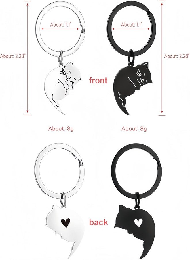 Axmerdal Couple Gift Keychain Cute Valentine's Day Gift for Him Her Lovely Lazy Cat Kitty Lover Best Friend Husband Wife Fiancée Couple Stuff for Christmas Birthday Anniversary (black&rose gold) - Image 2