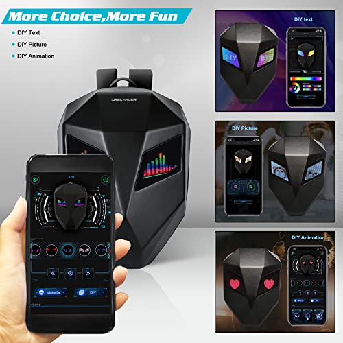 Crelander LED Motorcycle Backpack,17inch Knight Backpack with DIY Programmable Display Screen, 3D Waterproof Hard Shell Helmet Bag Laptop Storage Daypack for Riding Traveling - Image 3