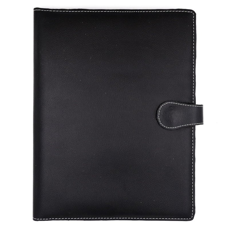 Asraw Professional PU Leather Multipurpose Magnetic Button Lock Conference File Folder Certificate Organiser for Meetings, Conferences, Seminars, Presentations, Interview Portfolio (Matte Black) - Image 1
