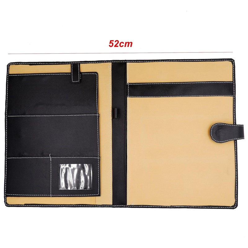 Asraw Professional PU Leather Multipurpose Magnetic Button Lock Conference File Folder Certificate Organiser for Meetings, Conferences, Seminars, Presentations, Interview Portfolio (Matte Black) - Image 2