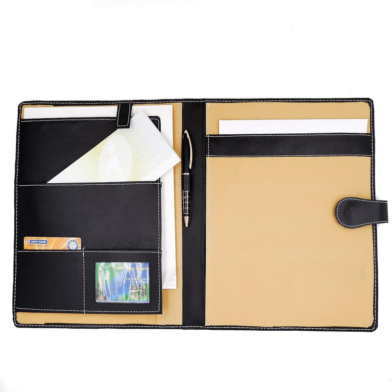 Asraw Professional PU Leather Multipurpose Magnetic Button Lock Conference File Folder Certificate Organiser for Meetings, Conferences, Seminars, Presentations, Interview Portfolio (Matte Black) - Image 5