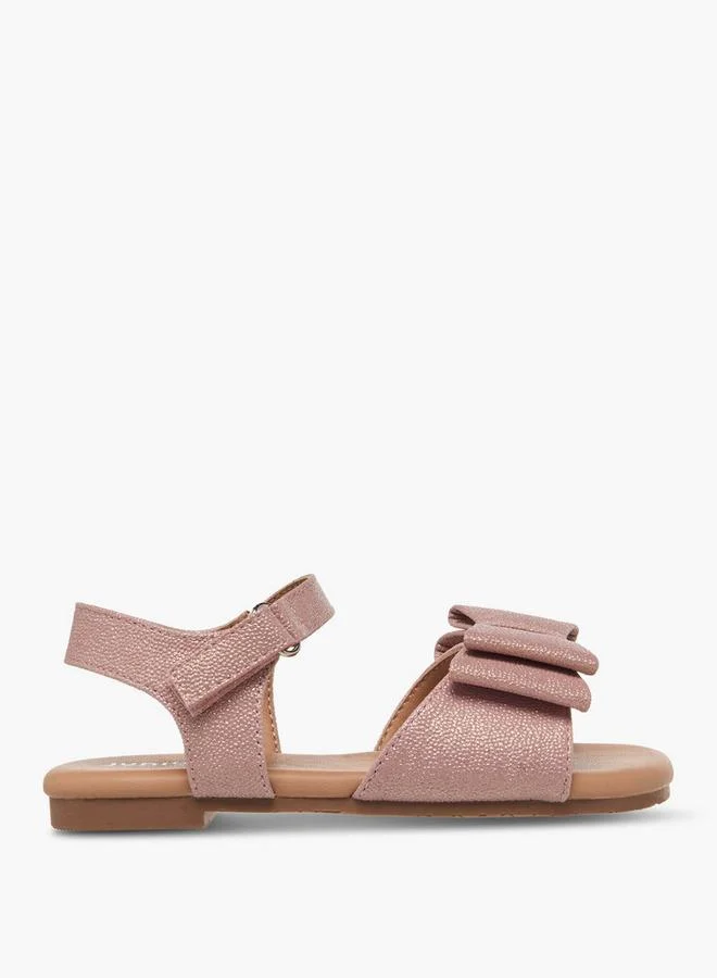 JUNIORS Girls Bow Applique Hook and Loop Sandals