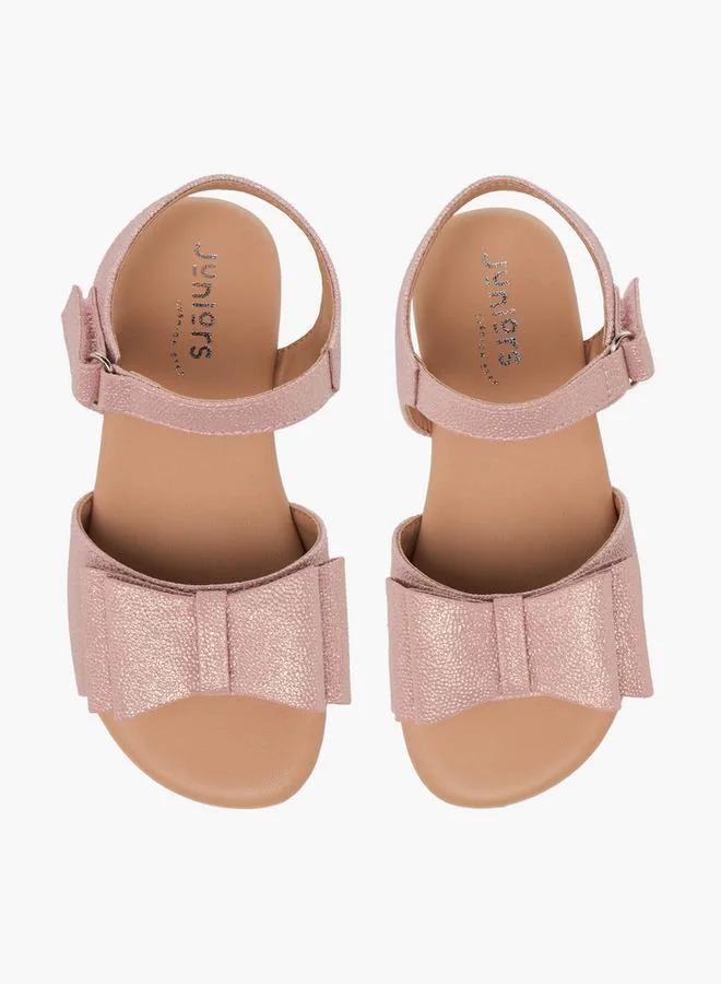 JUNIORS Girls Bow Applique Hook and Loop Sandals