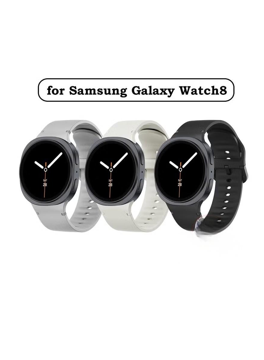 3PCS for Samsung Galaxy Watch8 40MM/44MM,Samsung Galaxy Watch8 Classic 46MM Silicone Sport Watch Strap Black/White/Grey