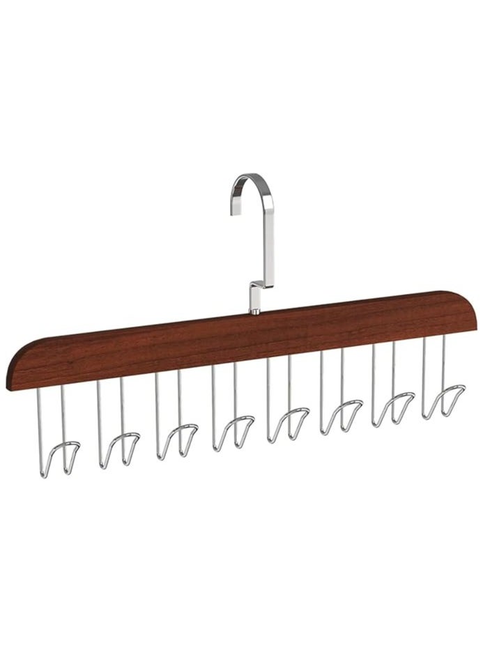 Generic Tie Hanger with 8 Hanger Hooks, Scarf and Bra Organiser, Wooden Hangers for Wardrobe Multipurpose Cloth Hanger Belt Hangers for Wardrobe Storage Cupboard Organizer (1PC)  - Image 1