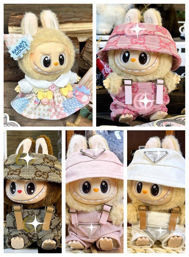 Labubu Luxury Chic Clothes Set & Outfit Set For 17cm Dolls Fashion Doll Dress Outfit Plush Hat Interchangeable Clothing High Fashion Accessories For 1/2/3 Generation - Image 5