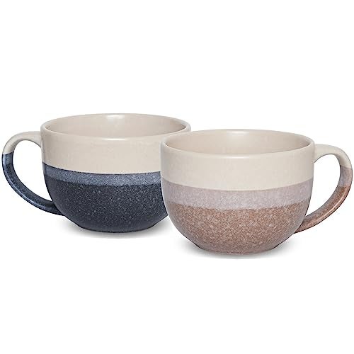 Bosmarlin Ceramic Large Coffee Mug Set of 2, 23 Oz, Jumbo Mug Soup Bowls with Handles, Dishwasher and Microwave Safe - Image 1