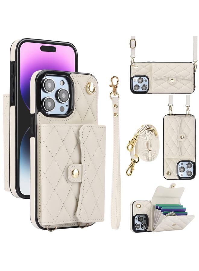 S-TOP Case For iPhone 14 Pro Max Crossbody Rhombic Horizontal Wallet Leather Phone Case - Image 1