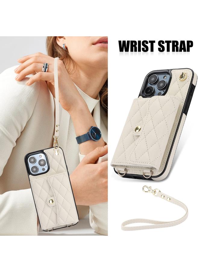 S-TOP Case For iPhone 14 Pro Max Crossbody Rhombic Horizontal Wallet Leather Phone Case - Image 2