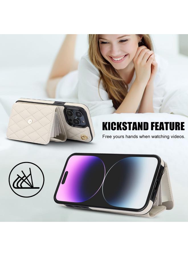 S-TOP Case For iPhone 14 Pro Max Crossbody Rhombic Horizontal Wallet Leather Phone Case - Image 3