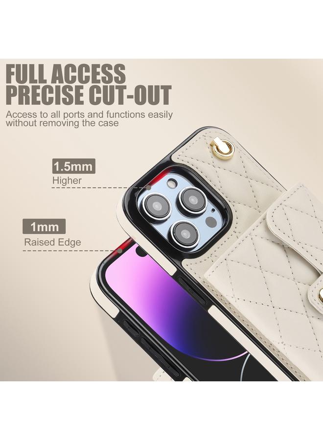 S-TOP Case For iPhone 14 Pro Max Crossbody Rhombic Horizontal Wallet Leather Phone Case - Image 4