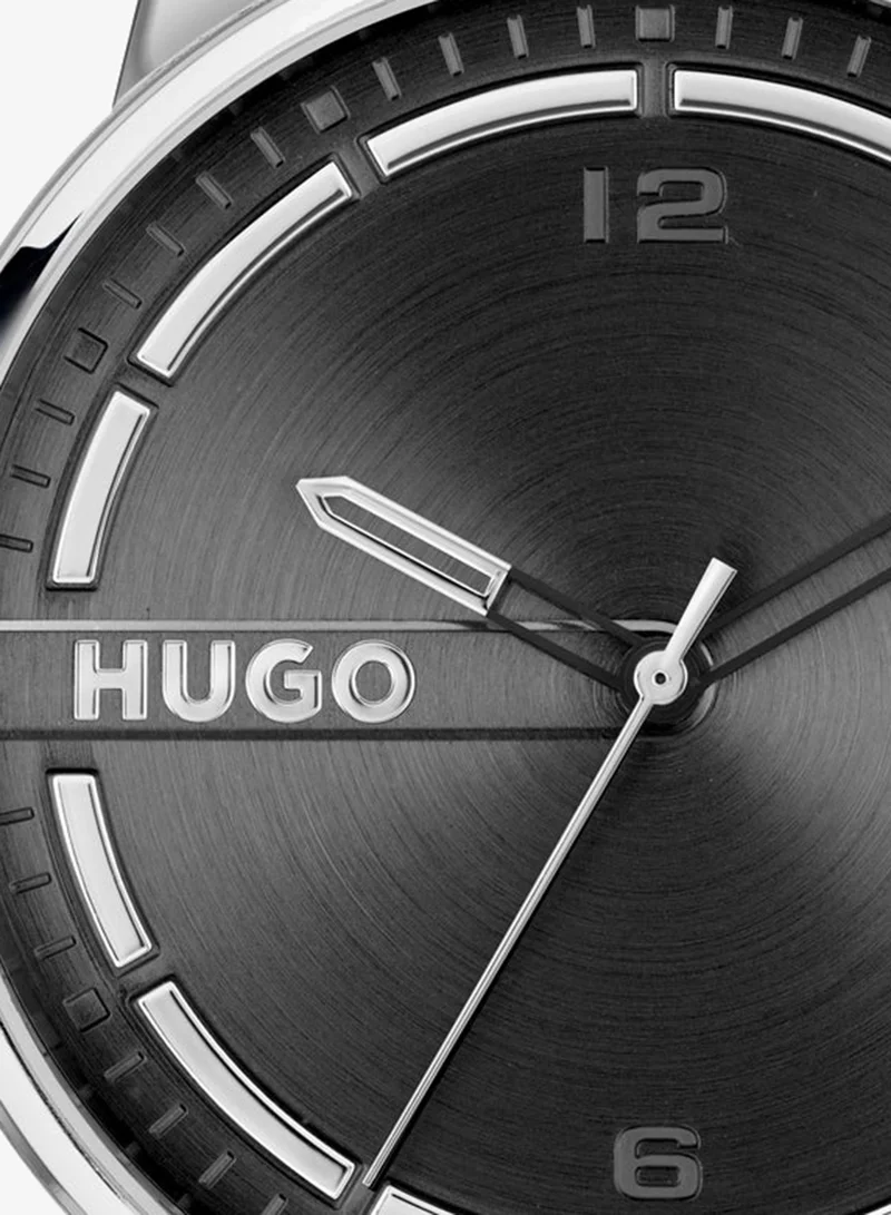 HUGO  3-Hand #Stamp Collection Quartz Movement Watch For Men With Black Leather Strap - 1530362 for Men | Best Price UAE