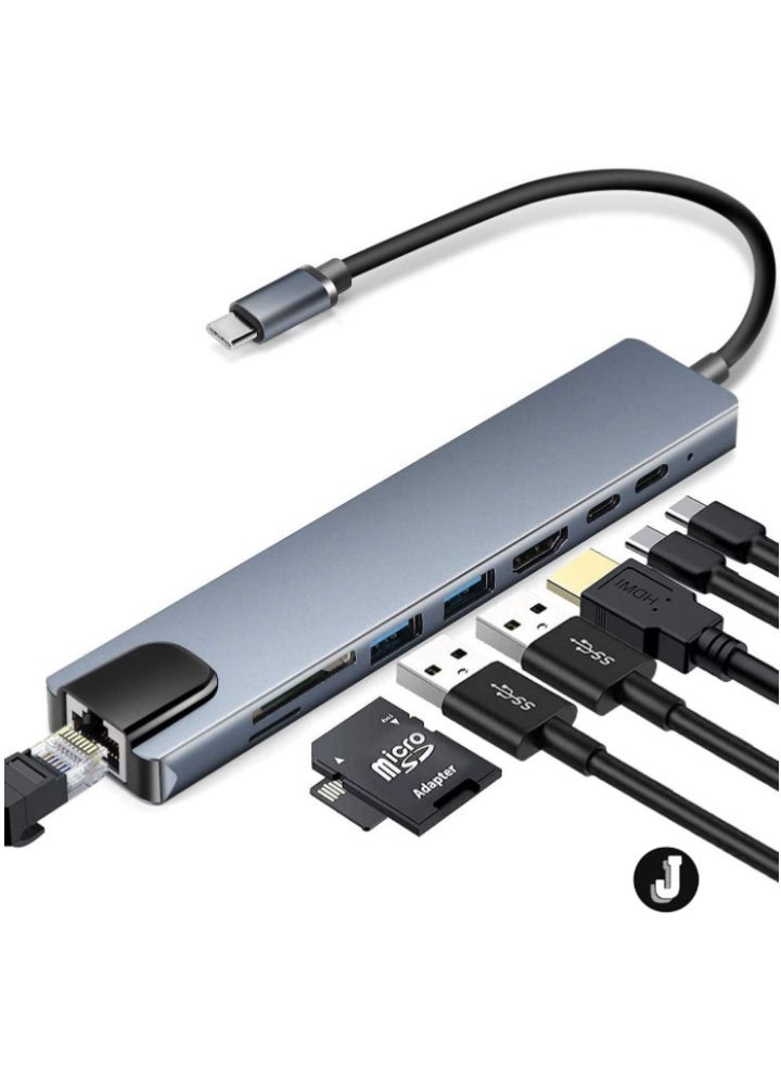 JAJEEK "NEW 8-in-1 USB-C Hub Multifunction Adapter – USB Docking Station for MacBook & Windows" - Image 1