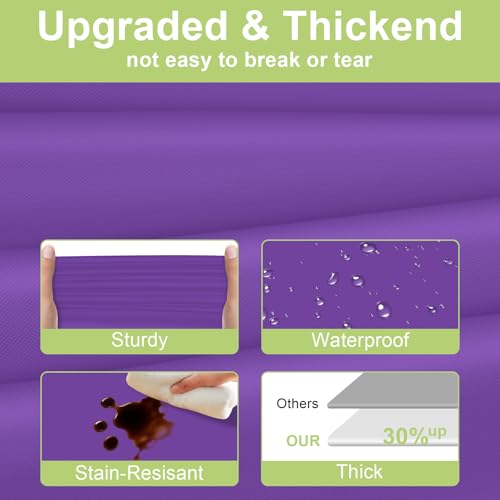QIKSION Plastic Table Cloth Disposable 2 Pack, 54 x 108 Inch Tablecloths for Rectangle Tables, Purple Plastic Table Cover - Image 3