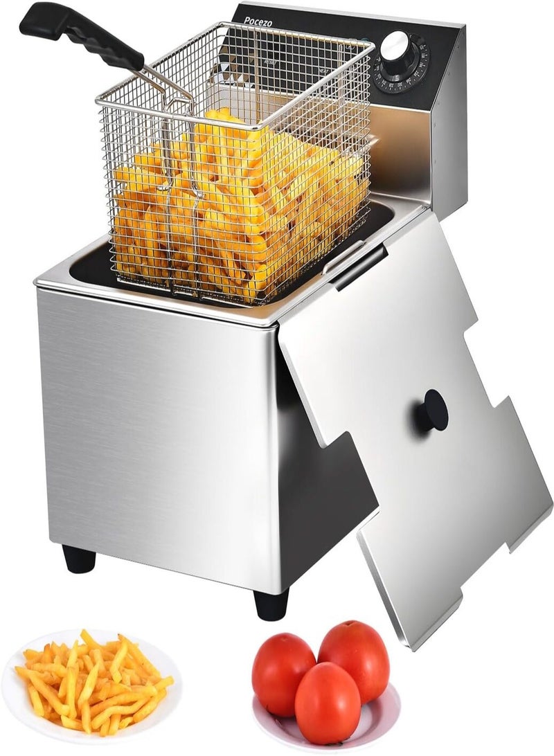 KitchTron Electric Deep Fryer, 6L High Capacity, Stainless Steel Countertop Single Tank Deep Fryer w/Fryer Basket, for French Fries Fried Chicken Donuts and More, For Commercial & Household - Image 1