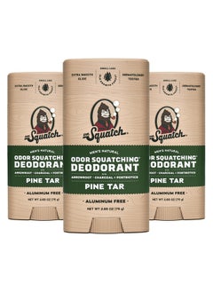 Dr. Squatch Dr. Squatch Natural Deodorant for Men 3 Pack Pine Tar - Odor-Squatching Men's Deodorant Aluminum Free (2.65 oz, 3 Pack)  - Image 1