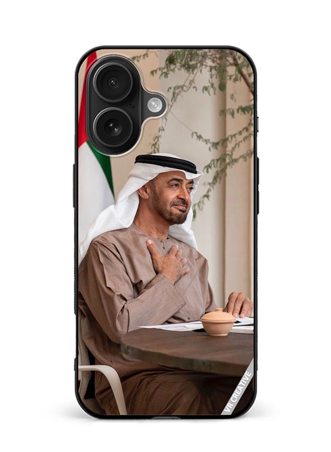 Protective Case Cover For Apple iPhone 16 Sheikh Mohamed Bin Zayed Al Nahyan Design Multicolour