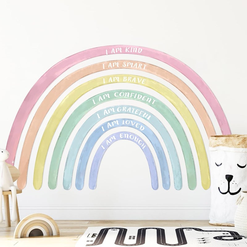 Tinideya Large Rainbow Wall Decal with Inspirational Quotes - Image 1
