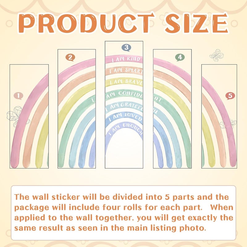 Tinideya Large Rainbow Wall Decal with Inspirational Quotes - Image 3