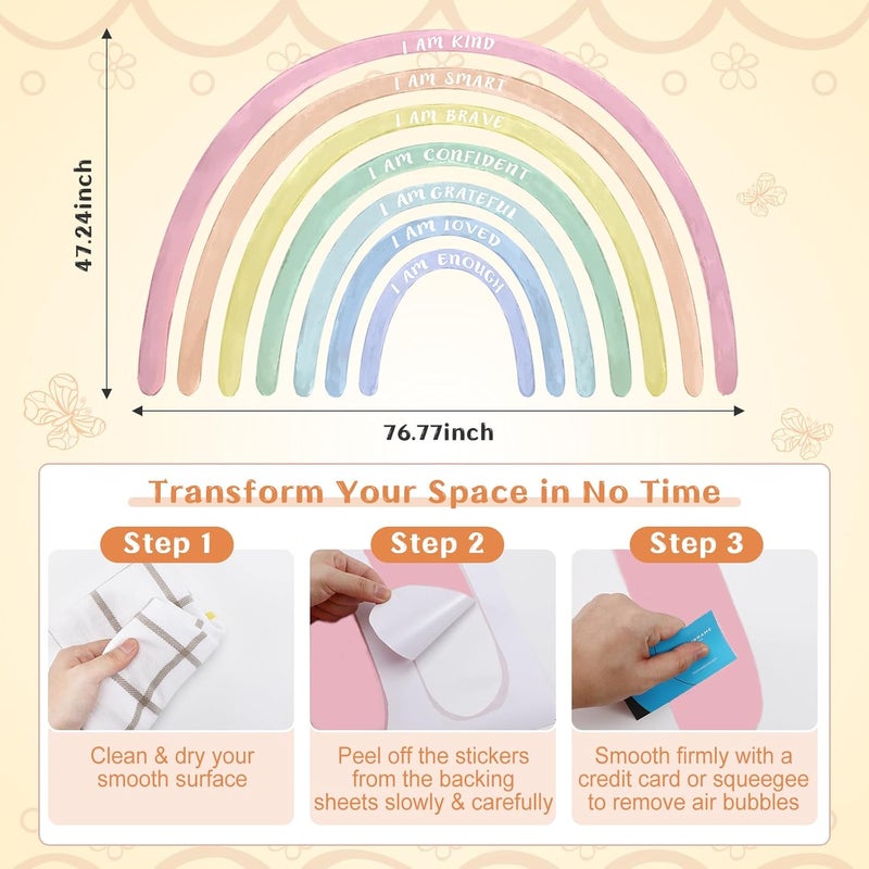 Tinideya Large Rainbow Wall Decal with Inspirational Quotes - Image 2