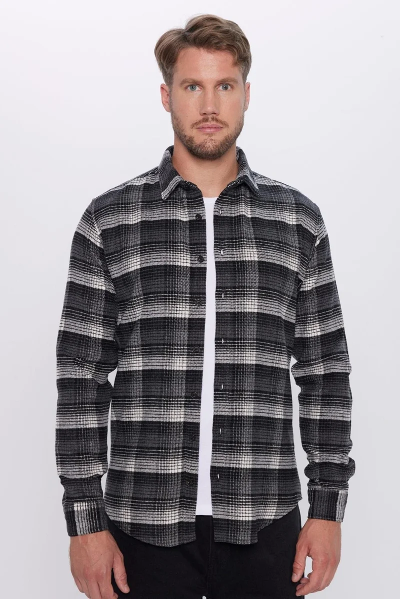 Tudors Men's Slim Fit Slim Fit Lumberjack Plaid Winter Shirt