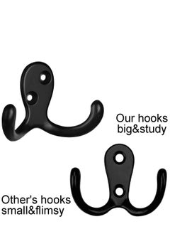 KASTWAVE 10Pcs Double Prong Coat Hooks Hardware, Black Towel Hooks Wall Mounted with 20 Screws, Metal Hooks for Hanging Coats, Towel, Hat, Key, Bag（Black）  - Image 3