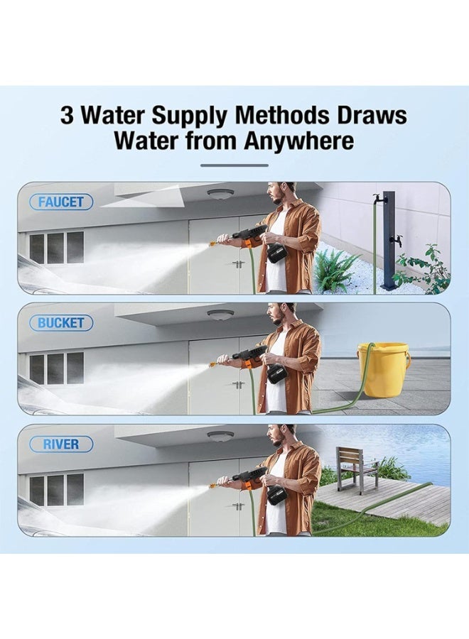 Portable High Pressure Water Gun,Rechargeable Cordless Pressure Washer With Tow 48V Lithium Battery, 5 m Hose and 3 Nozzles, Portable Washer Gun or Electric Washing Gun for Washing Cars, Floors, Garden. - Image 2