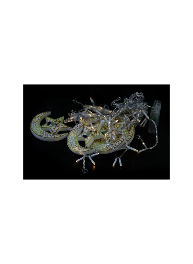 The Bros 105LED Ramadan Moon-Star Curtain Lights, 3M LED Decorative Night Lights for Ramadan Home Decoration Party-(Warm White) Battery operated - Image 4